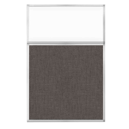Versare Hush Panel Configurable Cubicle Partition 4' x 6' W/ Window Mocha Fabric Clear Window 1812487-2